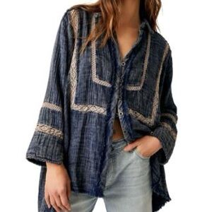 Free People Ranch Wash Textured Shirt